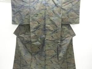 未使用品　遠山に草花模様織出し本場泥大島紬着物